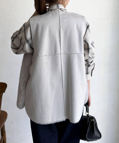 羊毛皮拼接毛絨馬甲