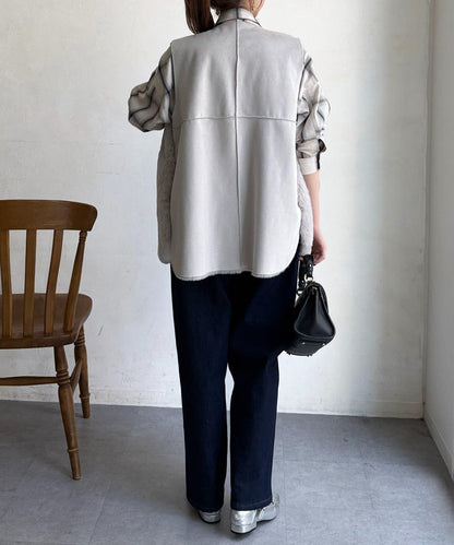 羊毛皮拼接毛絨馬甲