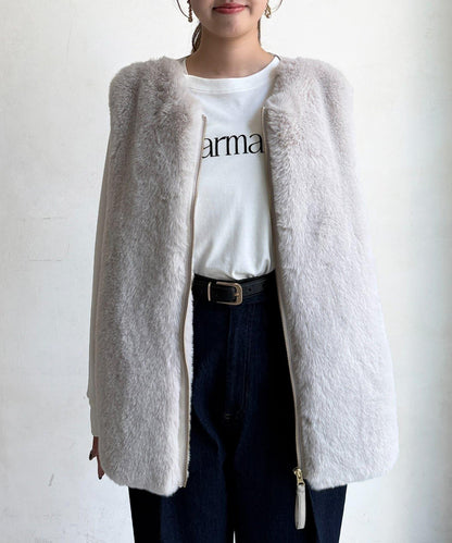 羊毛皮拼接毛絨馬甲