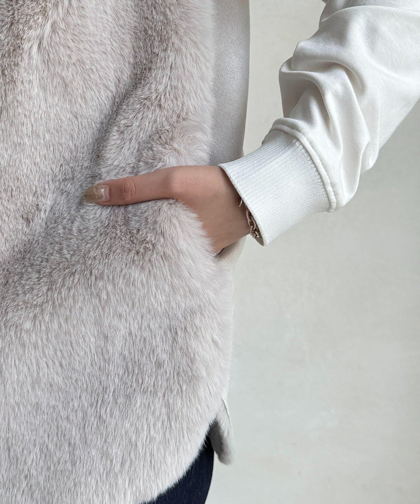 羊毛皮拼接毛絨馬甲