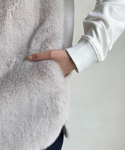 羊毛皮拼接毛絨馬甲