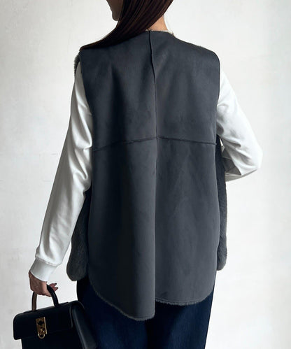 羊毛皮拼接毛絨馬甲