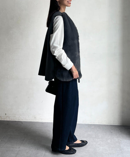 羊毛皮拼接毛絨馬甲