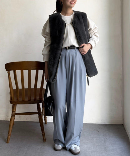 羊毛皮拼接毛絨馬甲