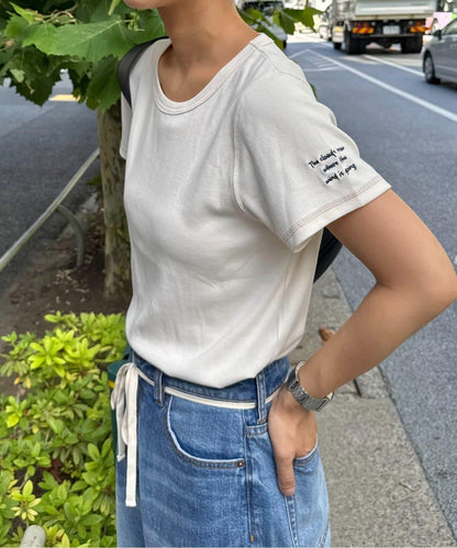 【CIAOPANIC TYPY】單點刺繡羅紋修身短袖T恤