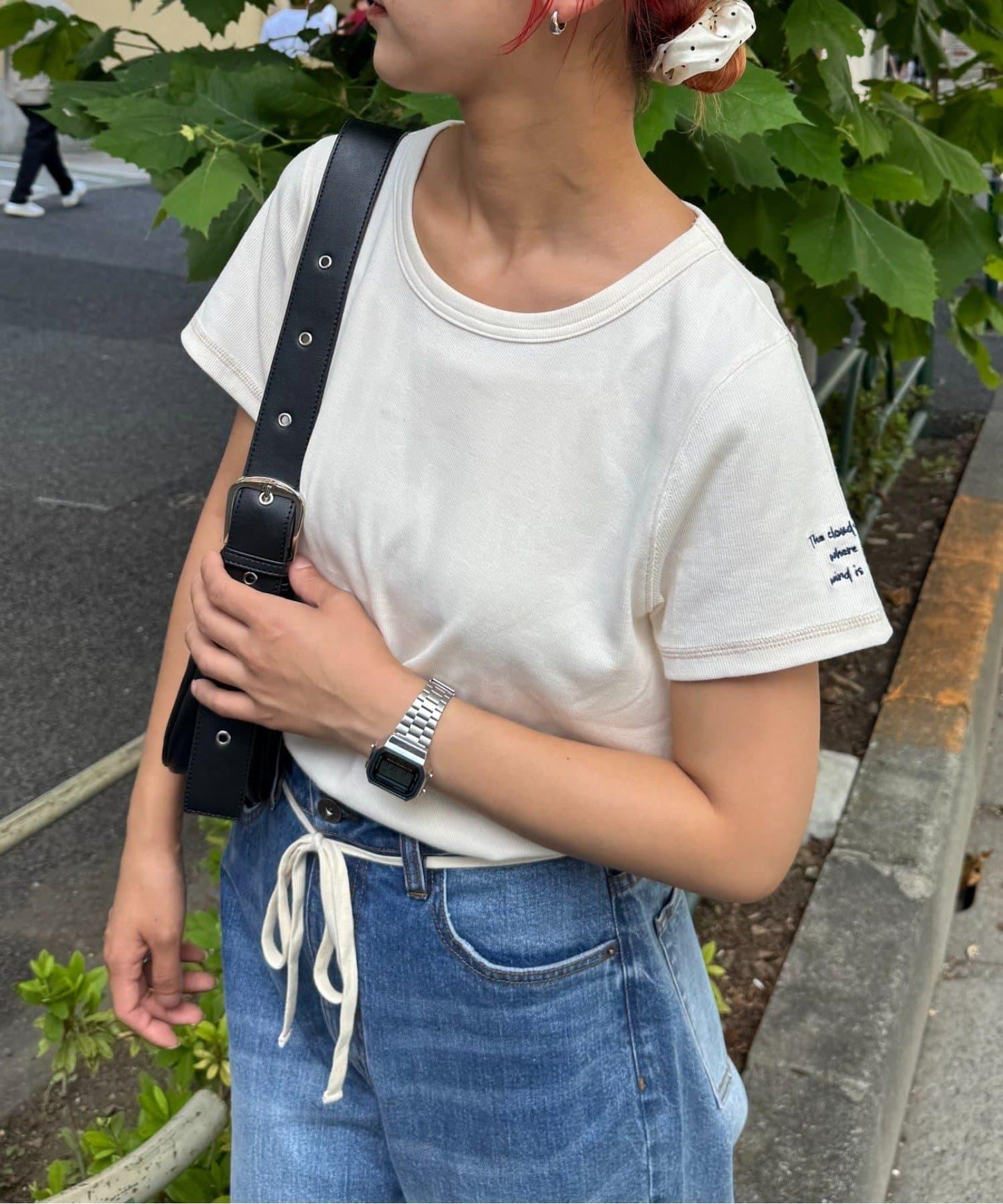 【CIAOPANIC TYPY】單點刺繡羅紋修身短袖T恤