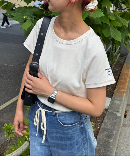 【CIAOPANIC TYPY】單點刺繡羅紋修身短袖T恤