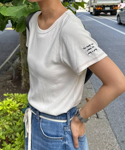 【CIAOPANIC TYPY】單點刺繡羅紋修身短袖T恤