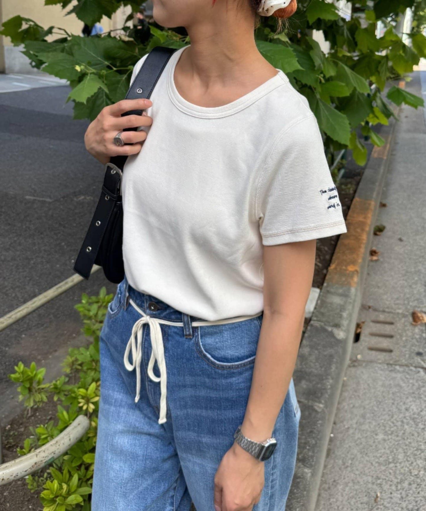 【CIAOPANIC TYPY】單點刺繡羅紋修身短袖T恤