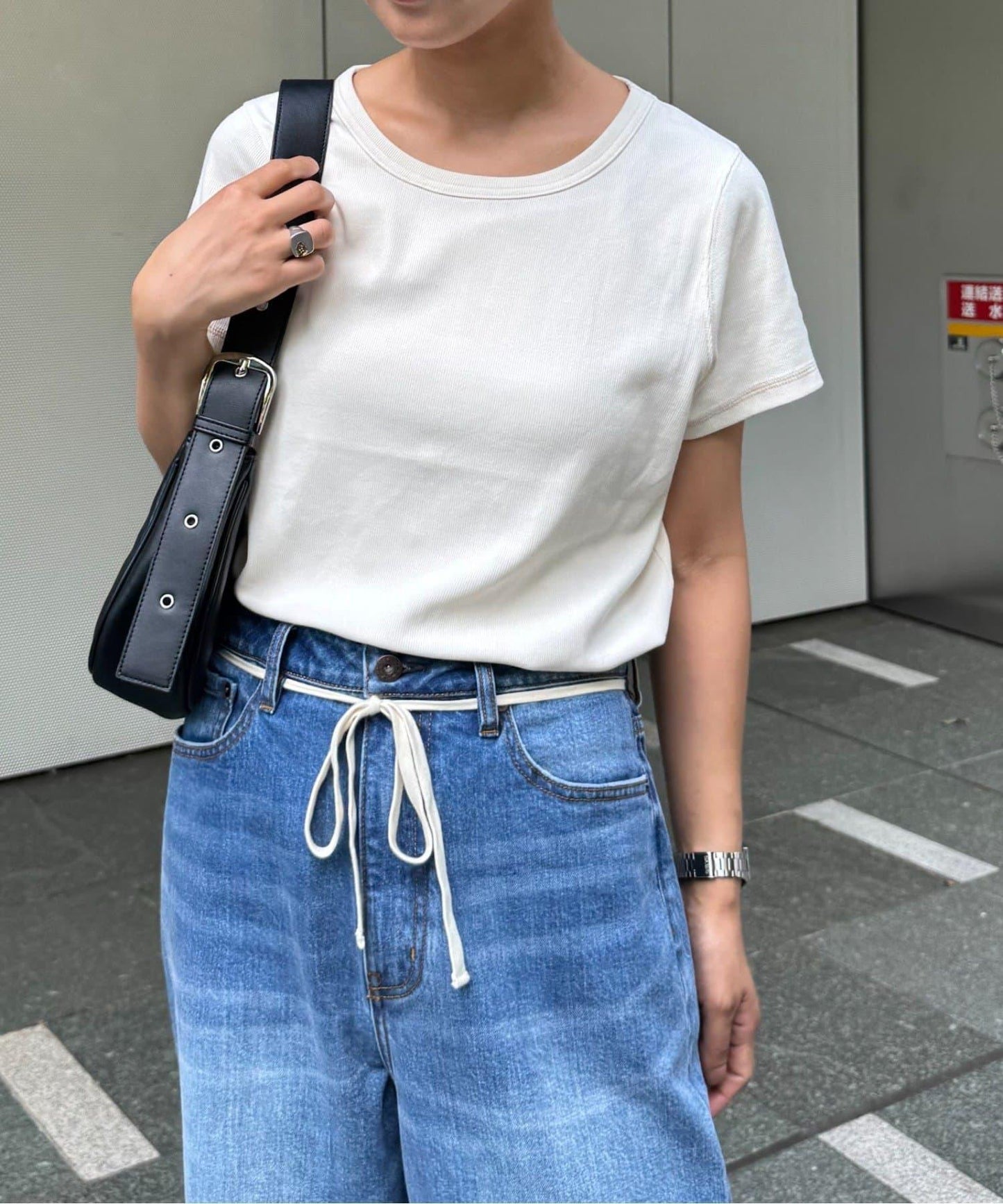 【CIAOPANIC TYPY】單點刺繡羅紋修身短袖T恤