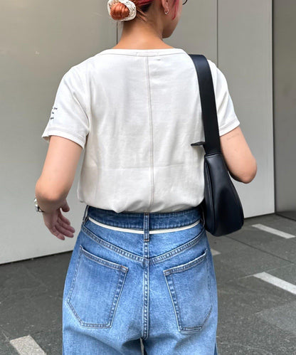 【CIAOPANIC TYPY】單點刺繡羅紋修身短袖T恤