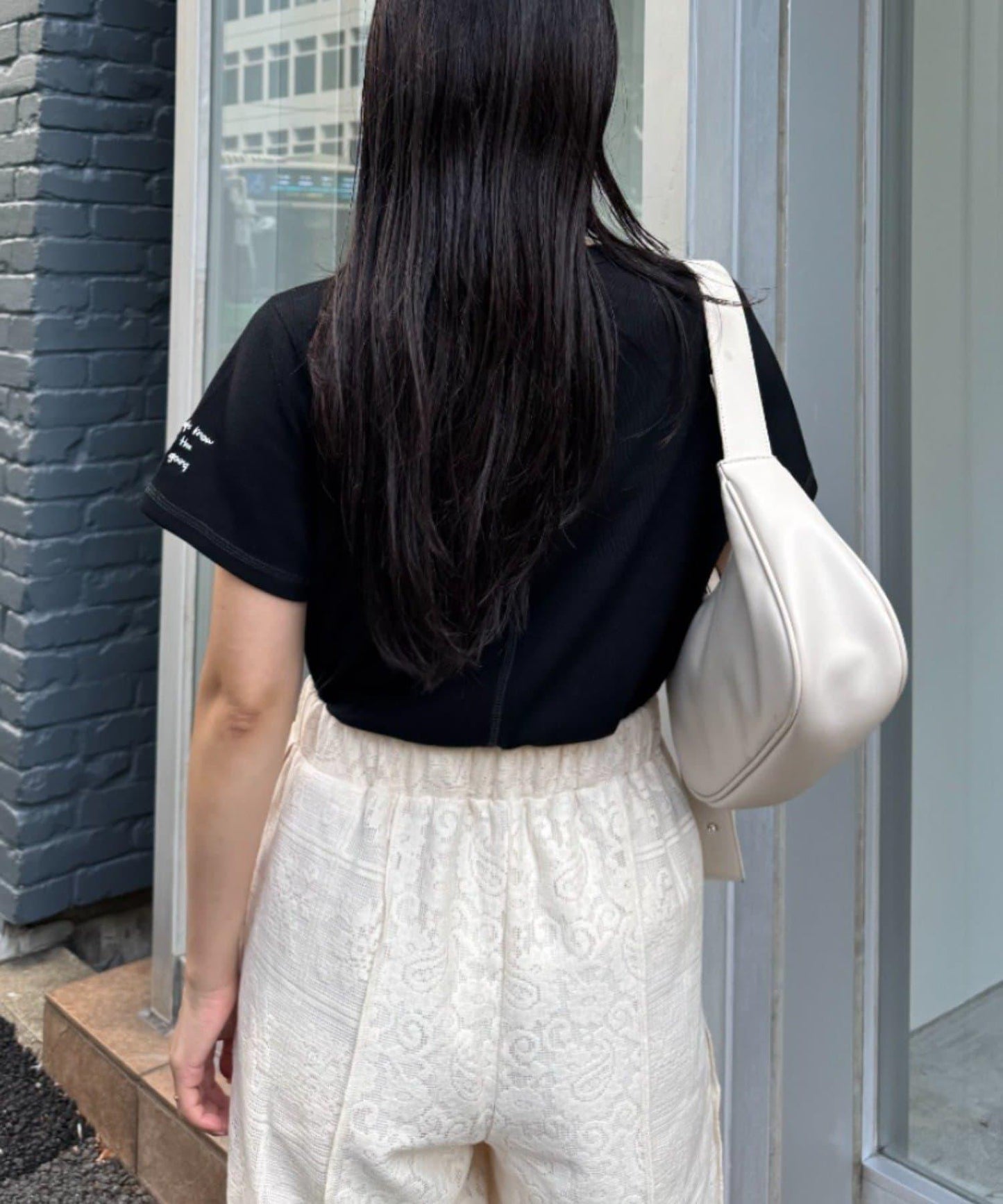 【CIAOPANIC TYPY】單點刺繡羅紋修身短袖T恤