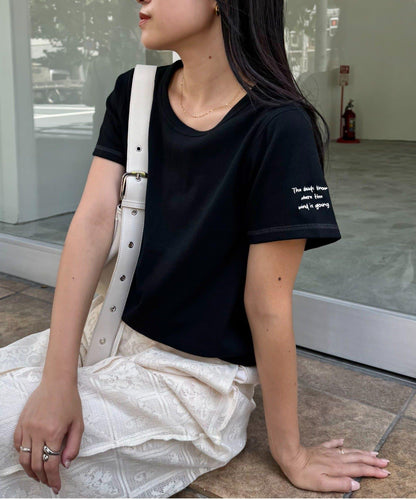 【CIAOPANIC TYPY】單點刺繡羅紋修身短袖T恤