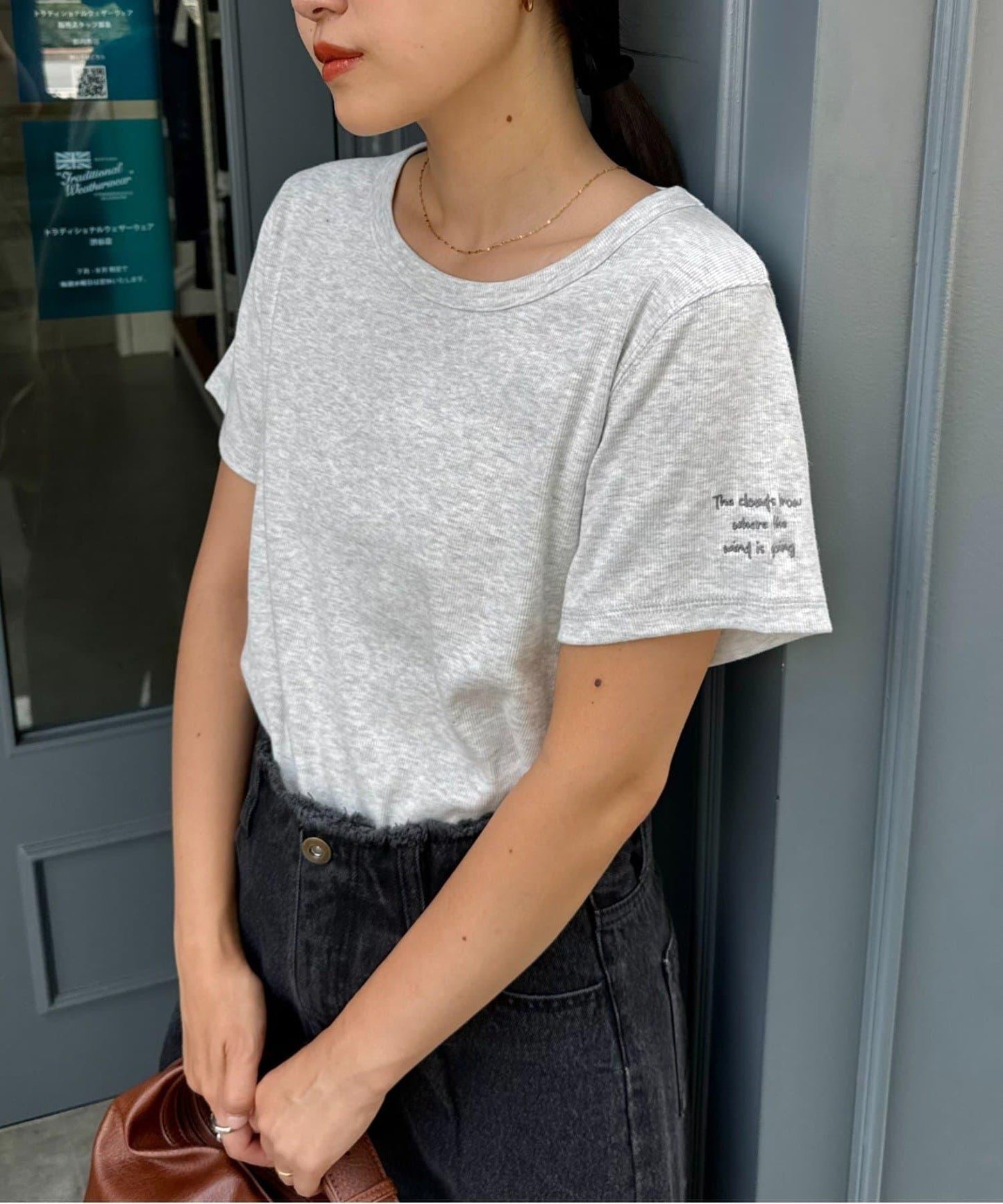 【CIAOPANIC TYPY】單點刺繡羅紋修身短袖T恤