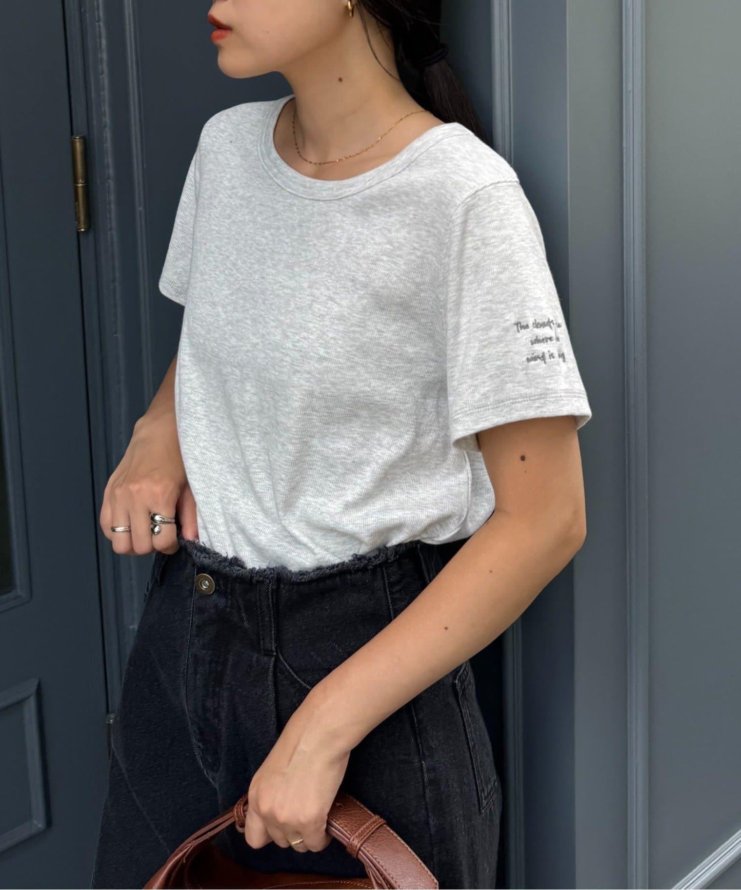 【CIAOPANIC TYPY】單點刺繡羅紋修身短袖T恤