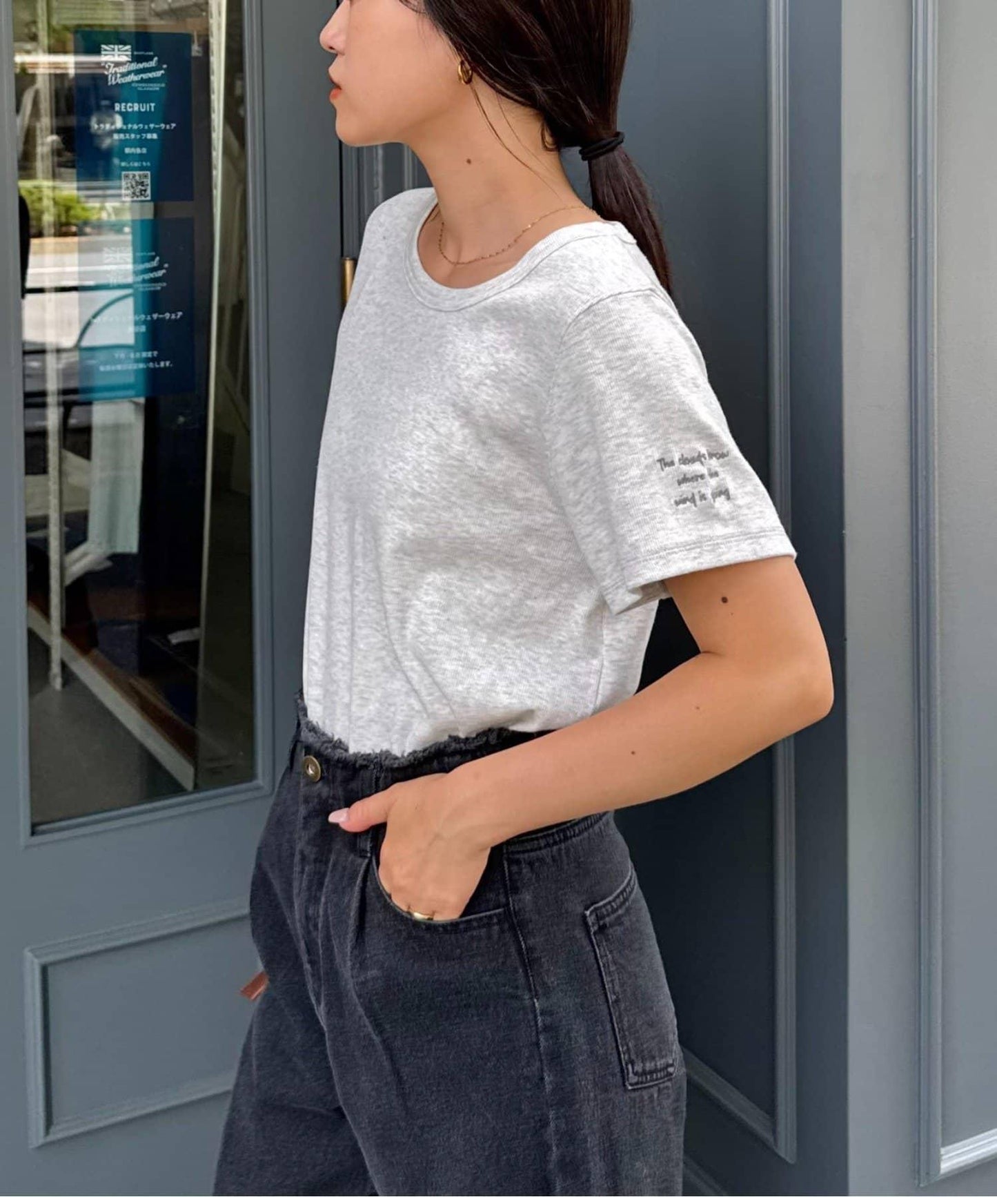 【CIAOPANIC TYPY】單點刺繡羅紋修身短袖T恤