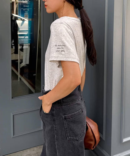 【CIAOPANIC TYPY】單點刺繡羅紋修身短袖T恤