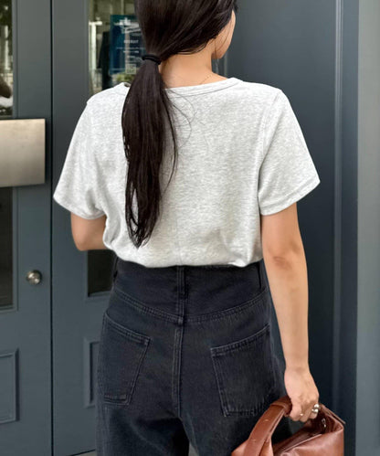 【CIAOPANIC TYPY】單點刺繡羅紋修身短袖T恤