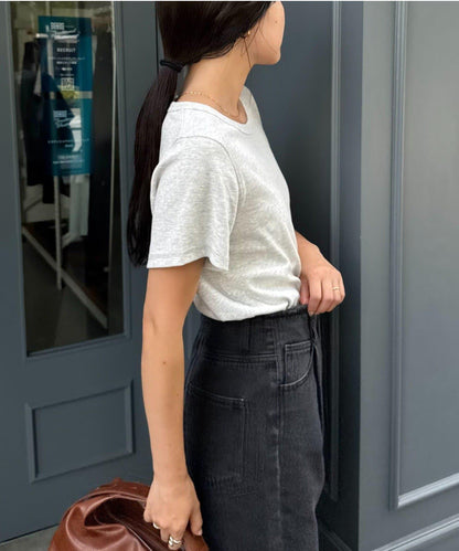 【CIAOPANIC TYPY】單點刺繡羅紋修身短袖T恤