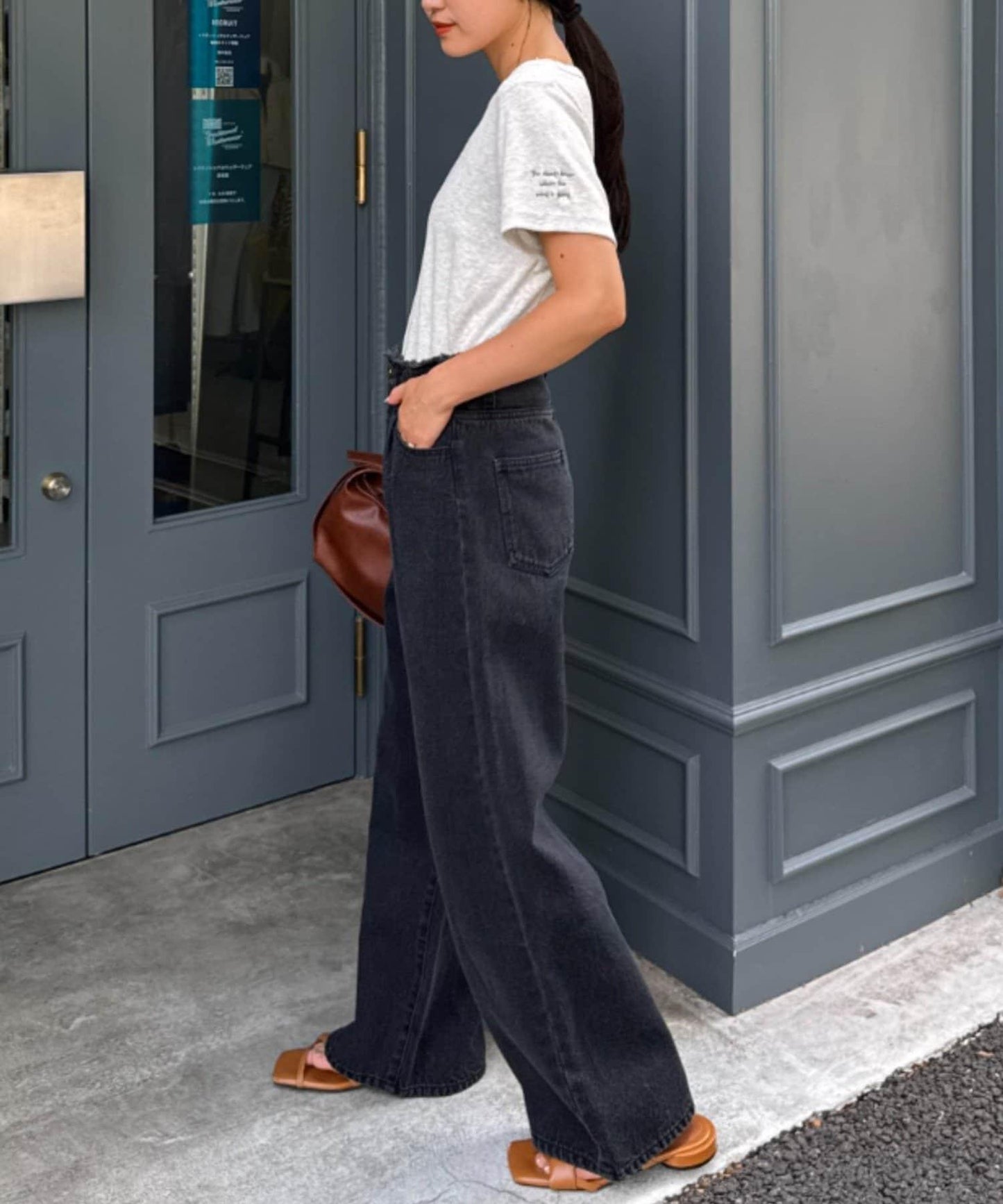 【CIAOPANIC TYPY】單點刺繡羅紋修身短袖T恤