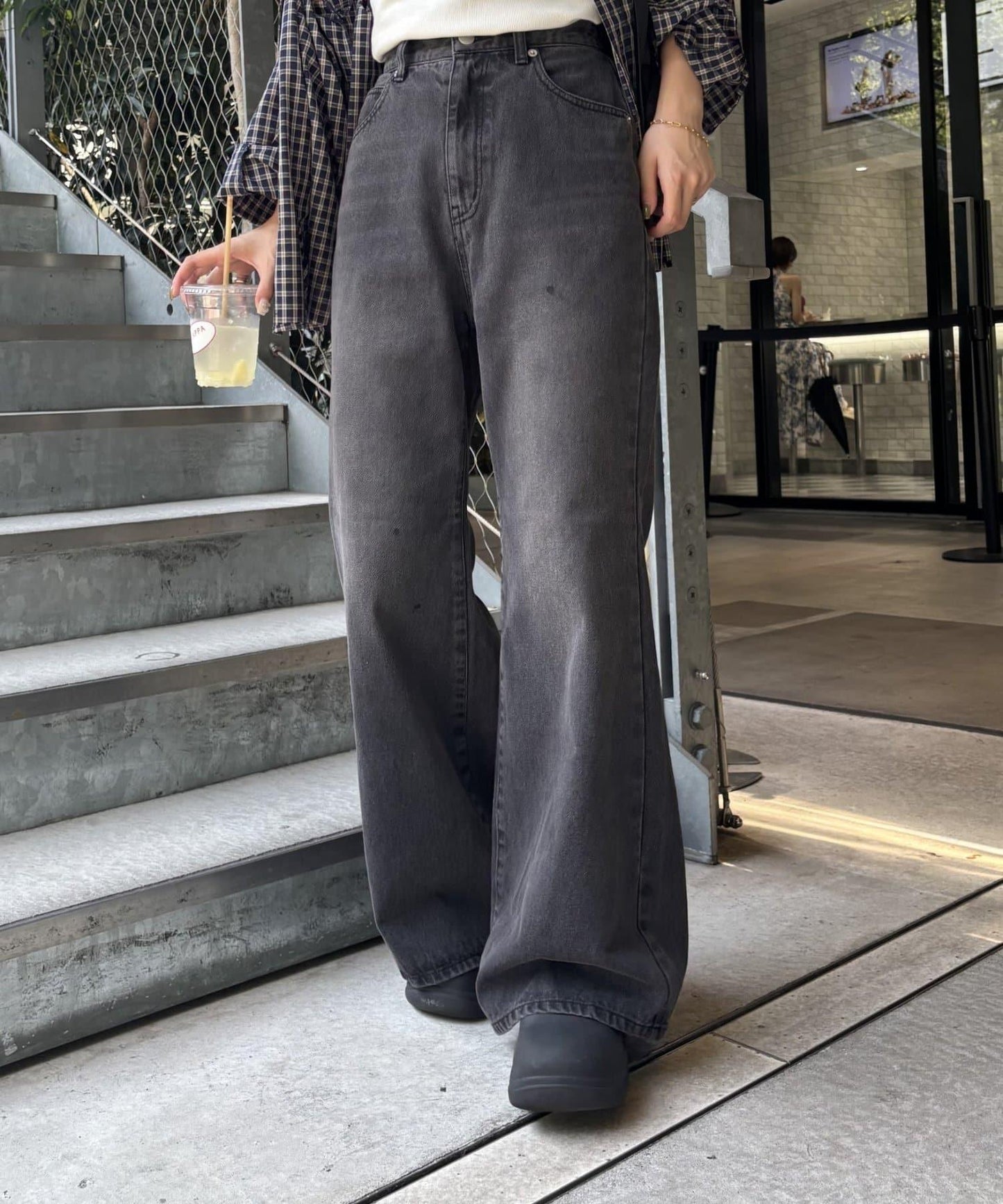 【PIKO企畫 / 腰部可調節】雙排扣喇叭牛仔褲