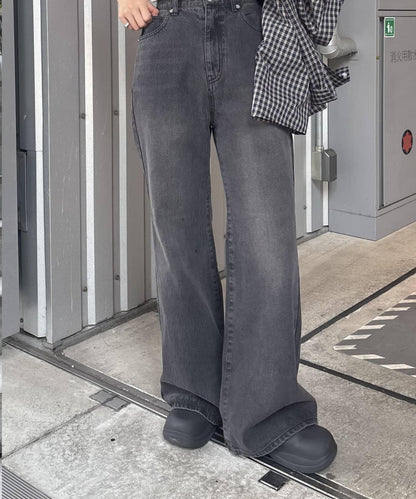 【PIKO企畫 / 腰部可調節】雙排扣喇叭牛仔褲