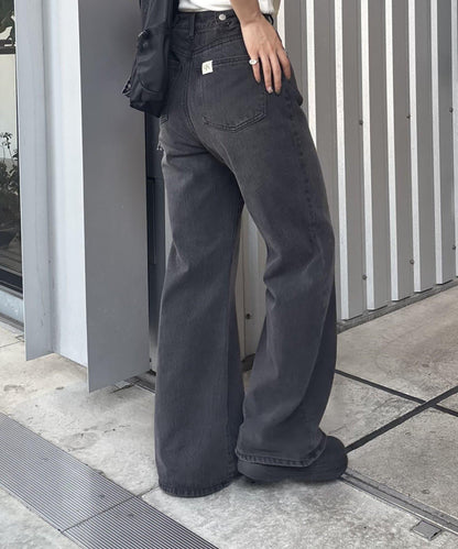 【PIKO企畫 / 腰部可調節】雙排扣喇叭牛仔褲