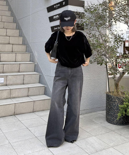 【PIKO企畫 / 腰部可調節】雙排扣喇叭牛仔褲