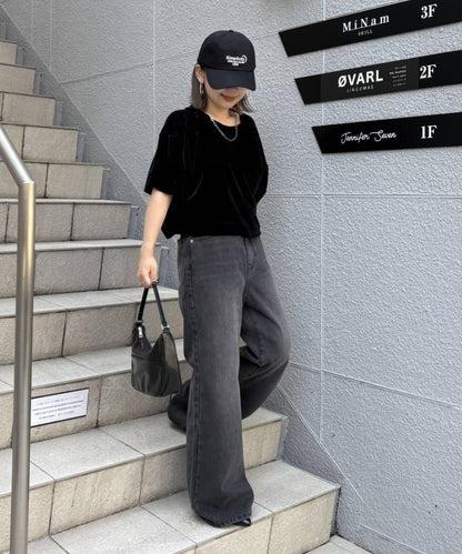 【PIKO企畫 / 腰部可調節】雙排扣喇叭牛仔褲