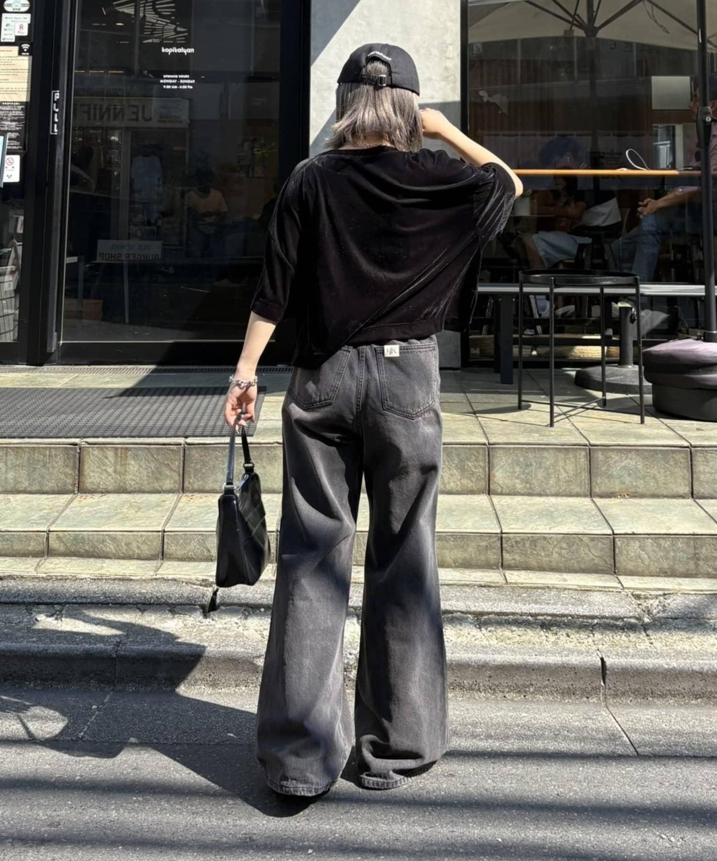 【PIKO企畫 / 腰部可調節】雙排扣喇叭牛仔褲