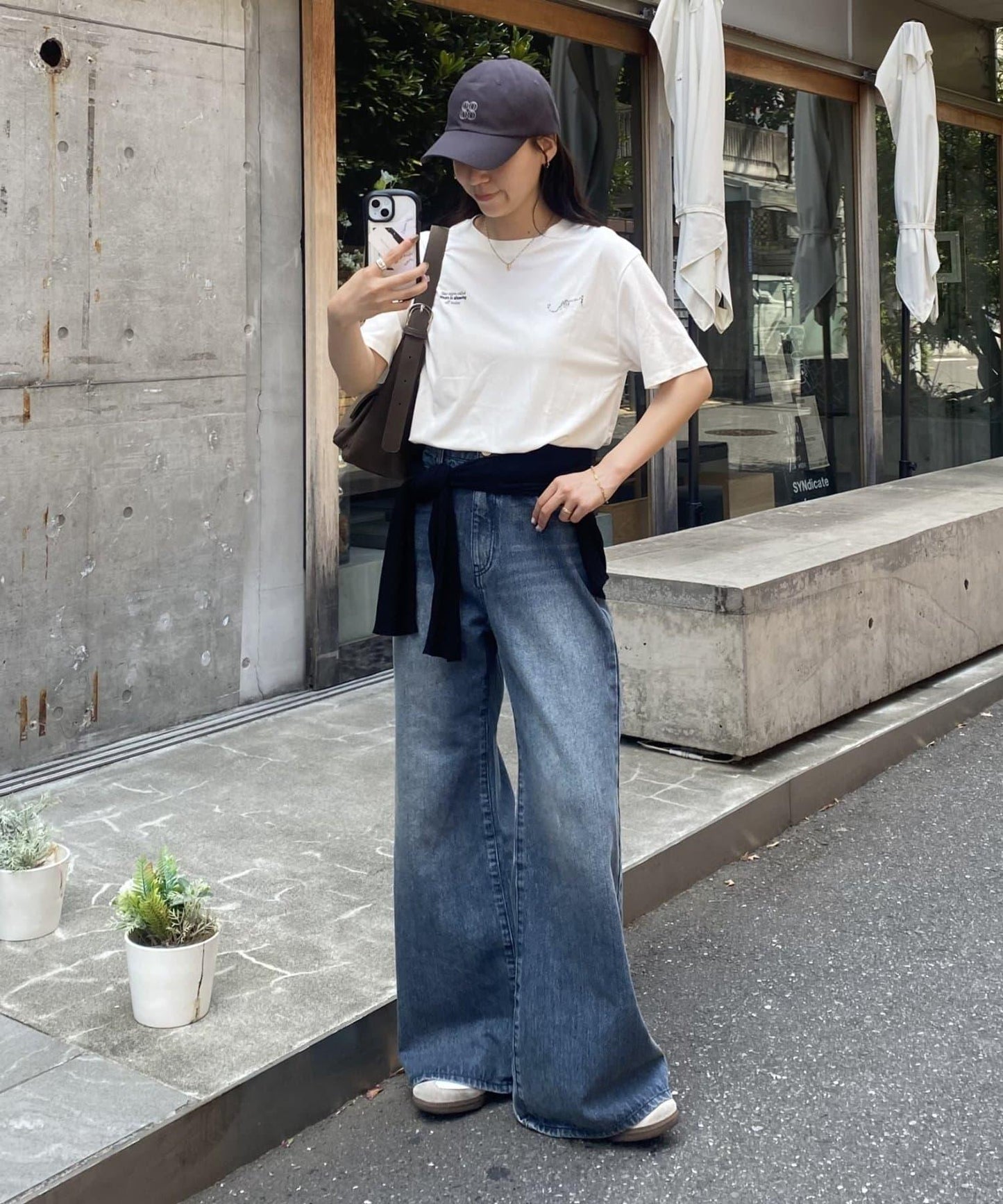 【PIKO企畫 / 腰部可調節】雙排扣喇叭牛仔褲