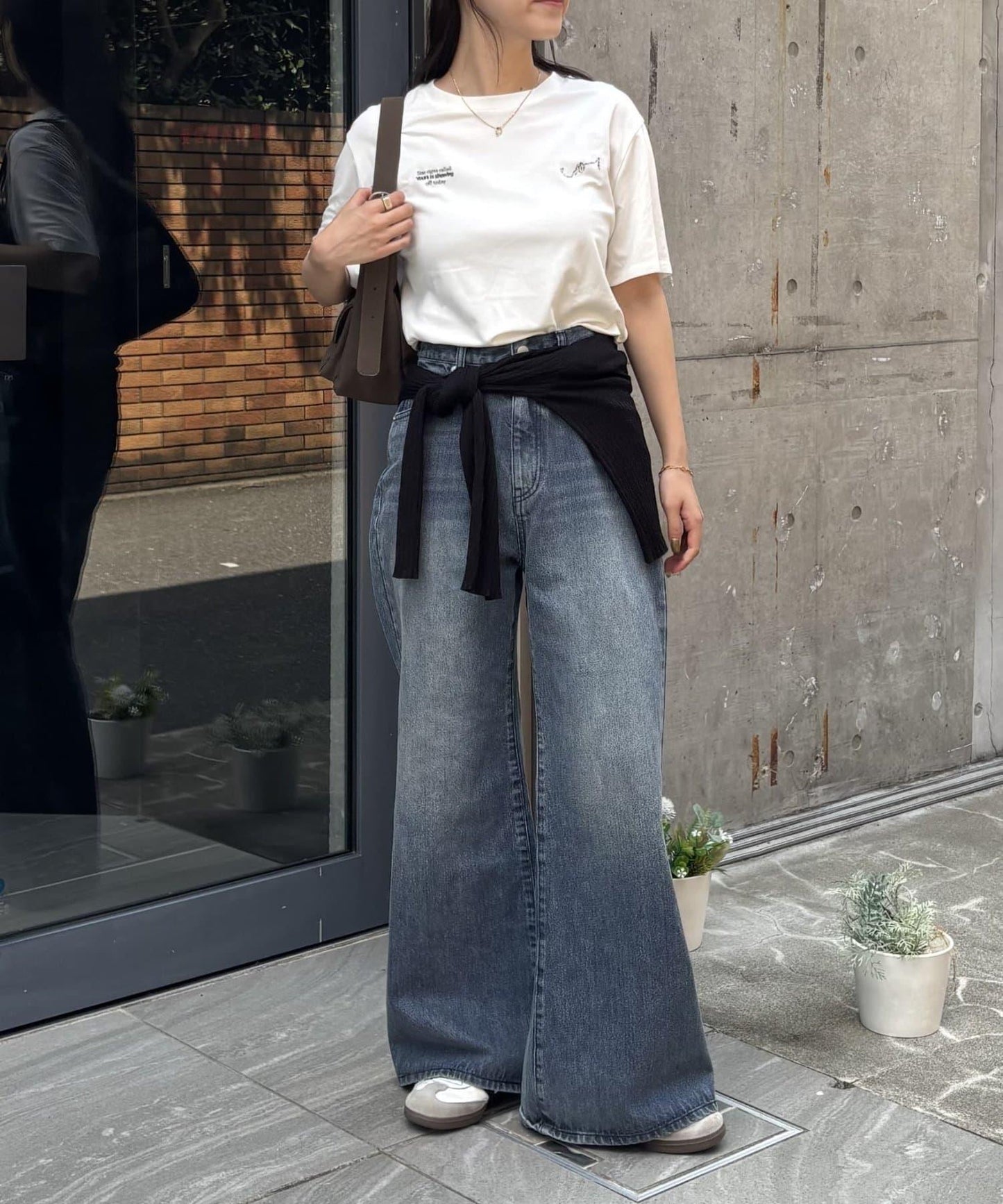 【PIKO企畫 / 腰部可調節】雙排扣喇叭牛仔褲