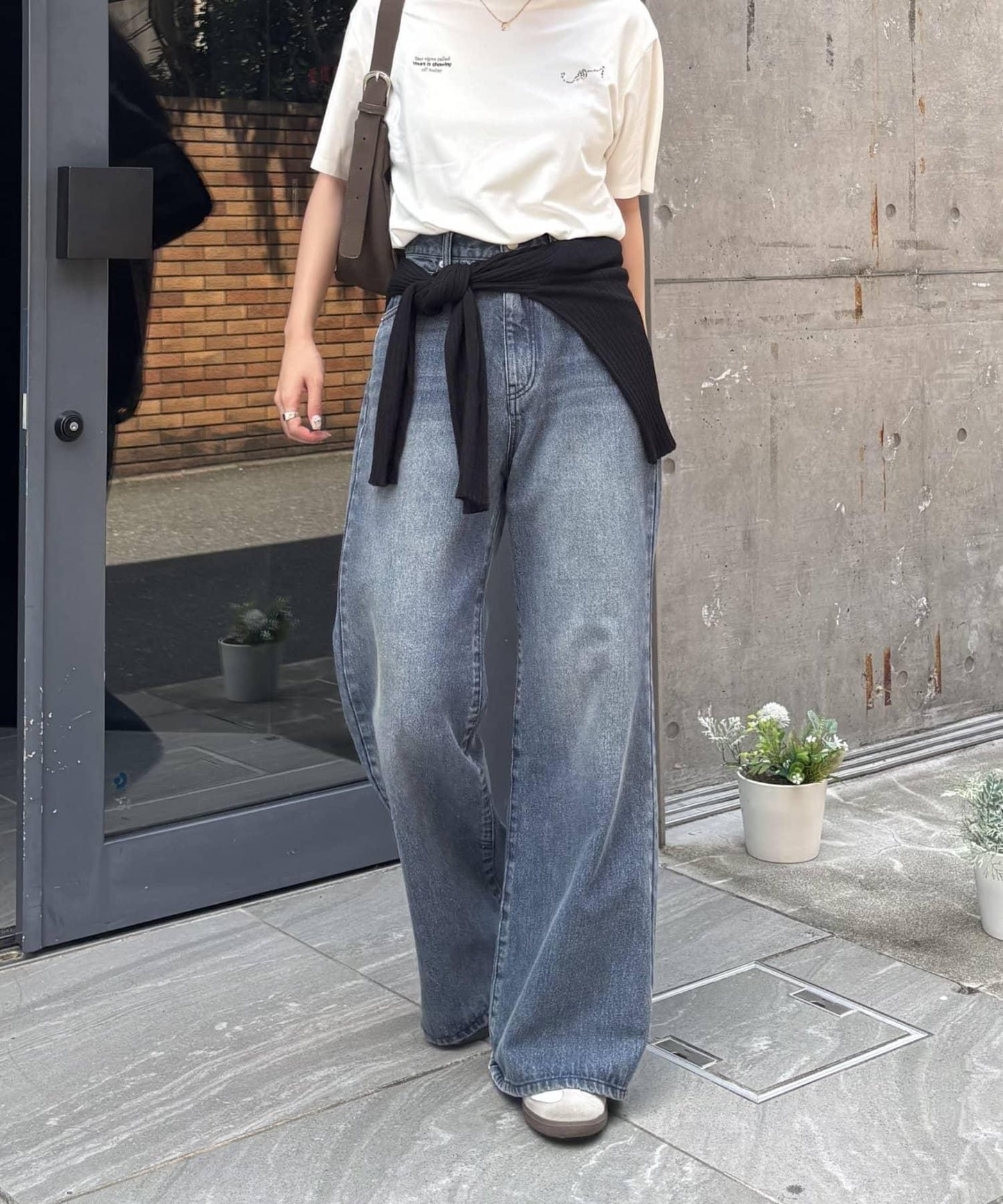 【PIKO企畫 / 腰部可調節】雙排扣喇叭牛仔褲