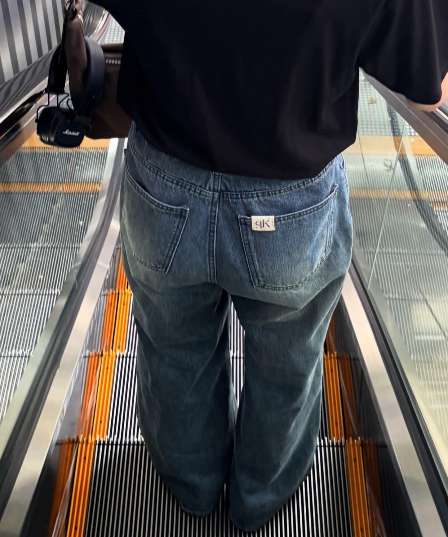 【PIKO企畫 / 腰部可調節】雙排扣喇叭牛仔褲