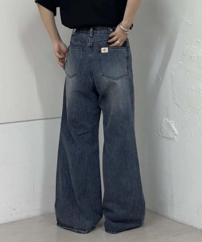 【PIKO企畫 / 腰部可調節】雙排扣喇叭牛仔褲