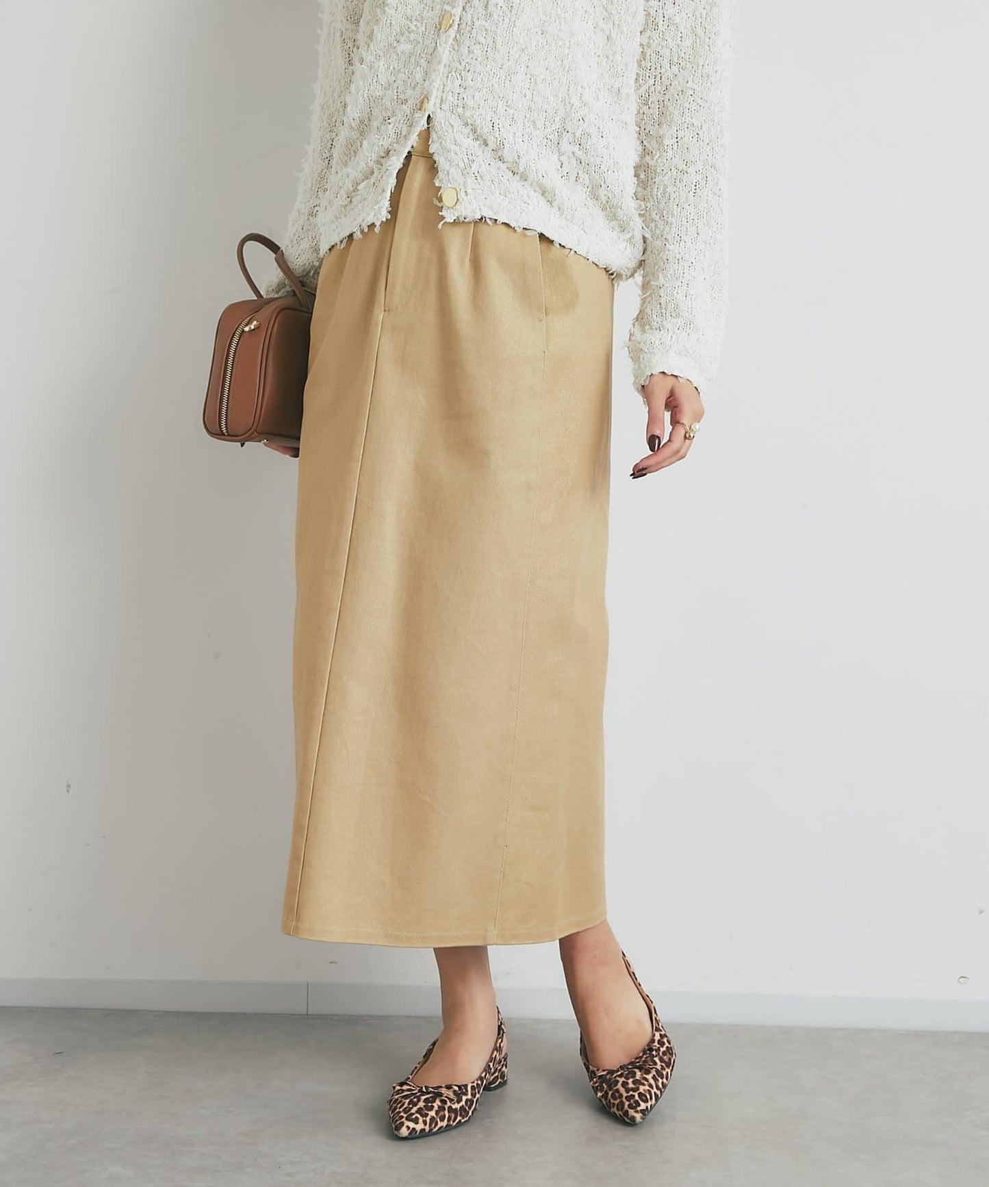 顯瘦日常百搭箔面斜紋布直筒裙