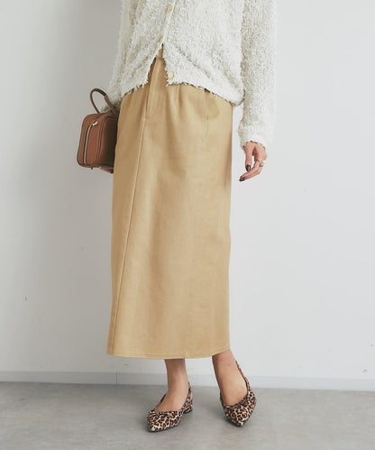 顯瘦日常百搭箔面斜紋布直筒裙