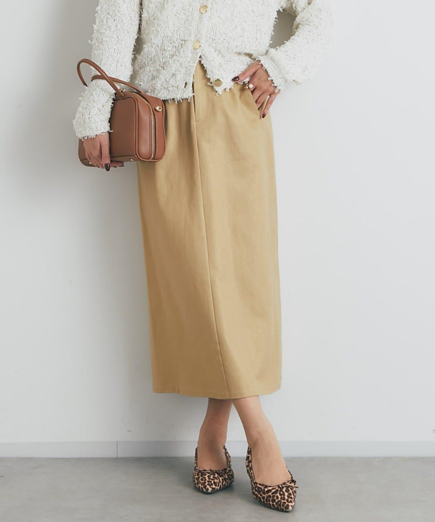 顯瘦日常百搭箔面斜紋布直筒裙