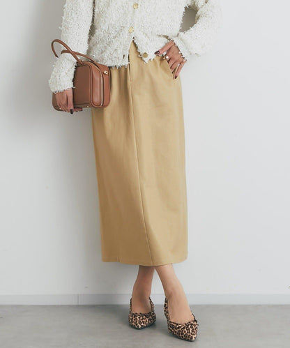 顯瘦日常百搭箔面斜紋布直筒裙