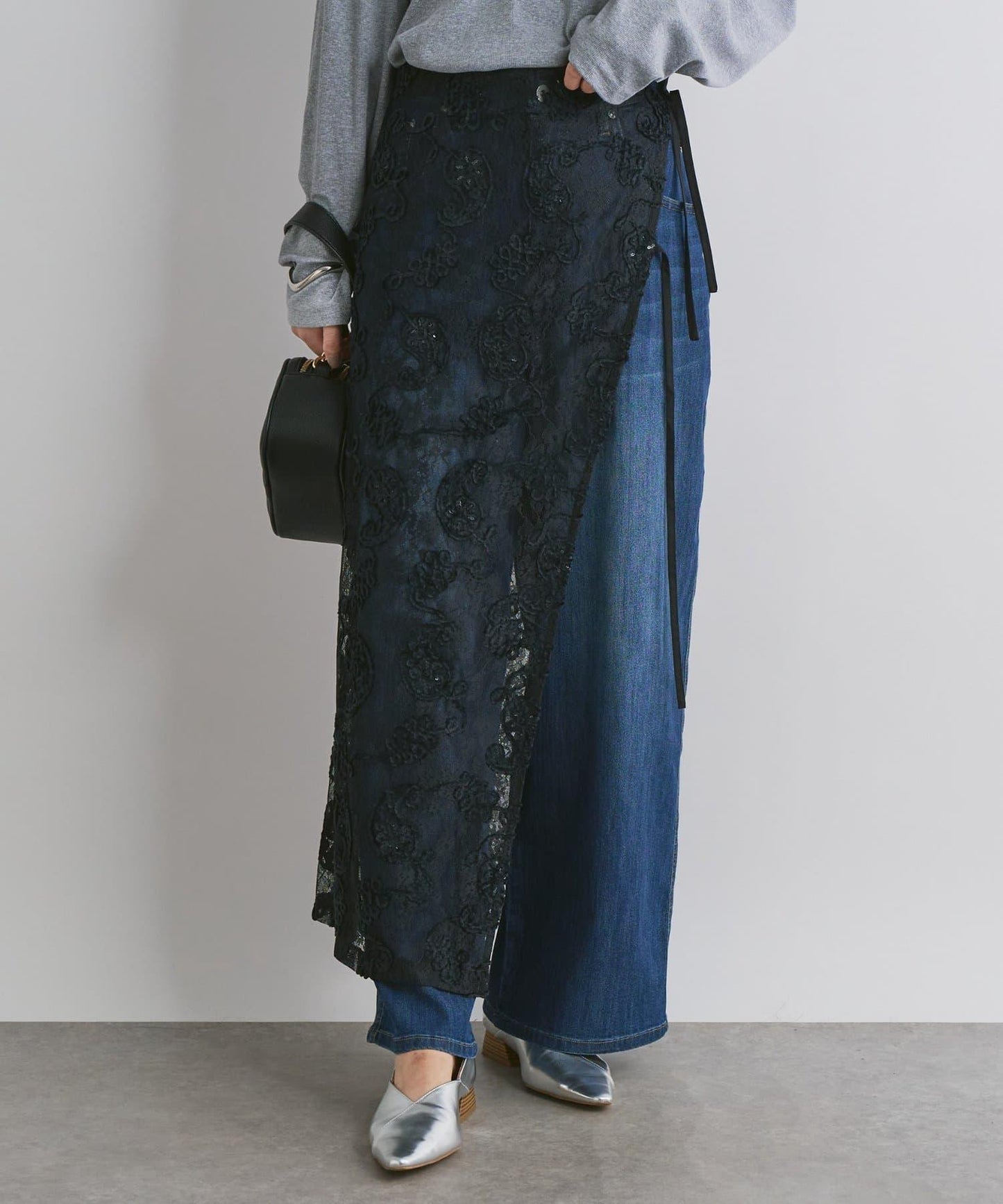 抽繩寬鬆牛仔褲