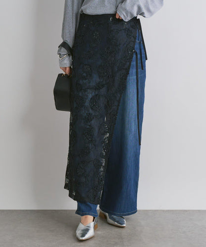 抽繩寬鬆牛仔褲