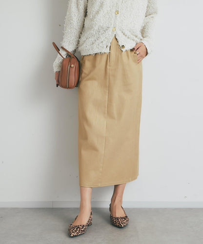 顯瘦日常百搭箔面斜紋布直筒裙