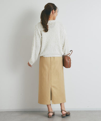 顯瘦日常百搭箔面斜紋布直筒裙