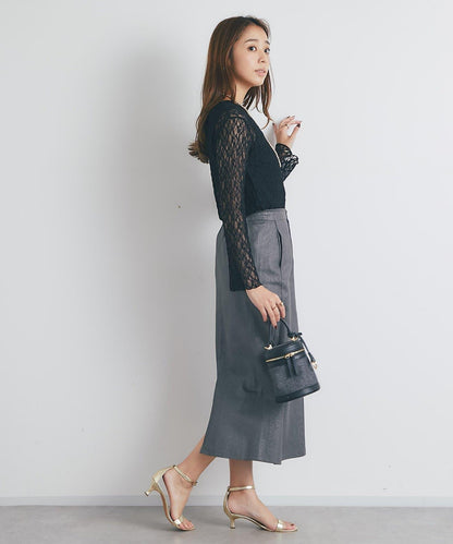 顯瘦日常百搭箔面斜紋布直筒裙