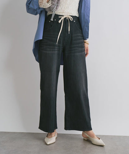 抽繩寬鬆牛仔褲
