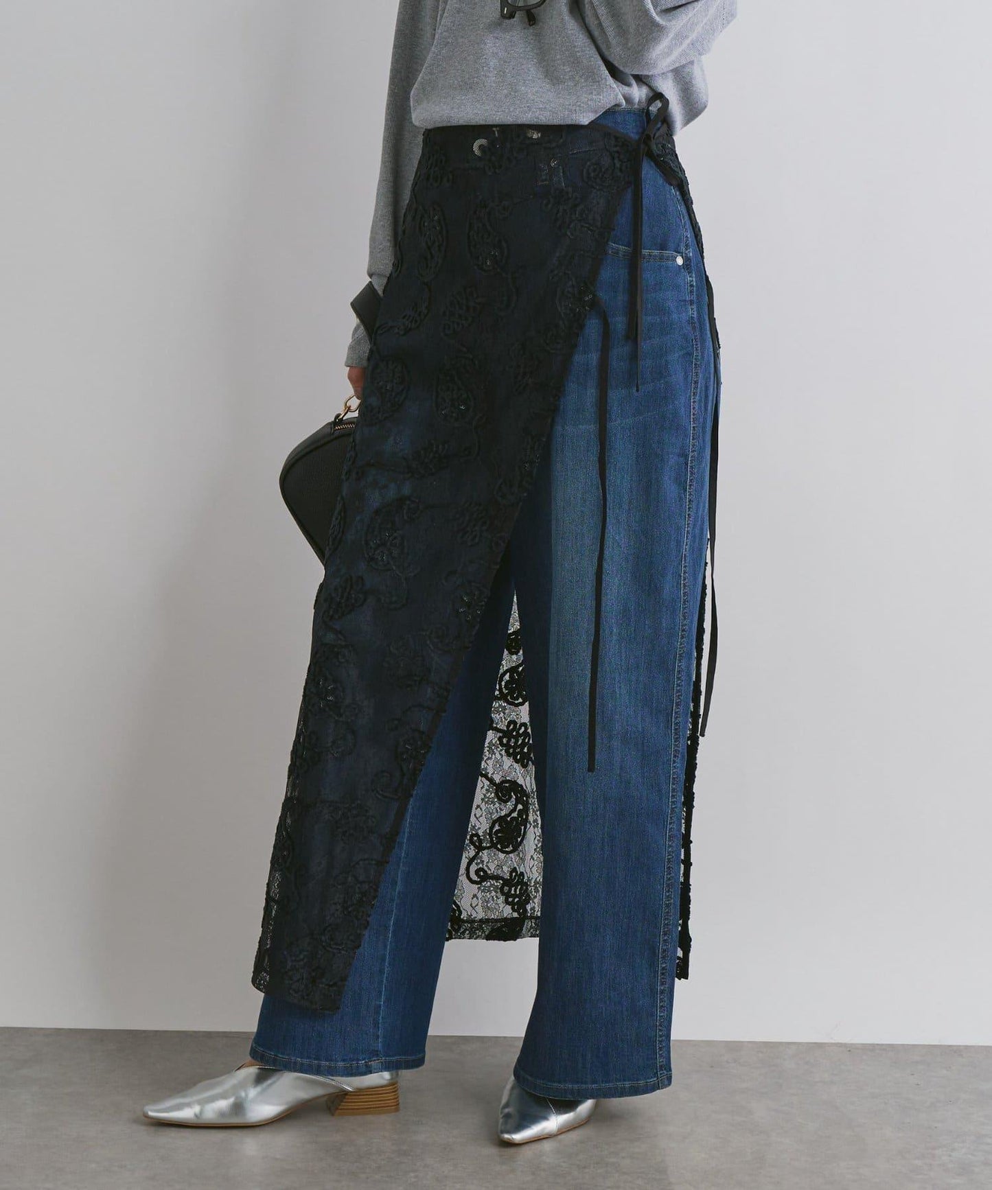 抽繩寬鬆牛仔褲