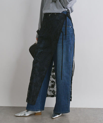 抽繩寬鬆牛仔褲