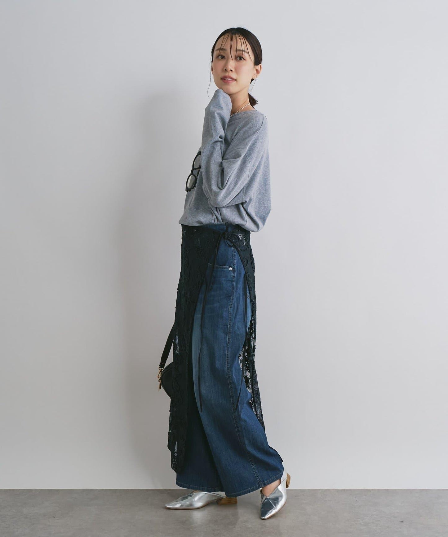 抽繩寬鬆牛仔褲