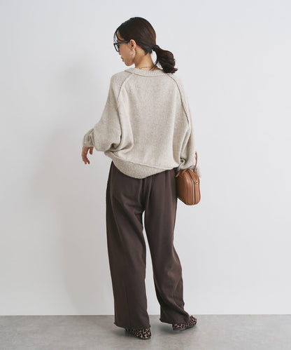 拉鍊亮絲紗線插肩袖針織衫