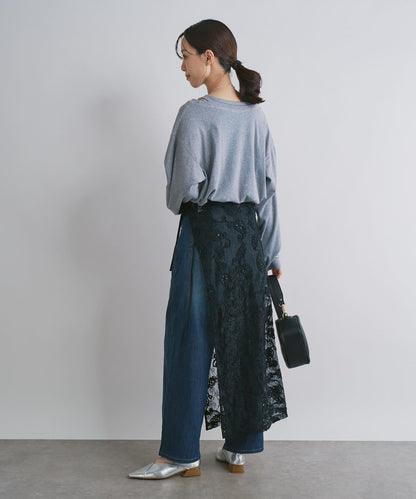 抽繩寬鬆牛仔褲